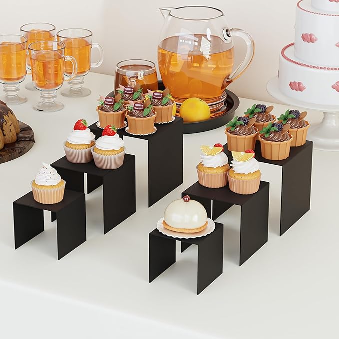 Acylic Riser Square Display Stand For Cupcakes, Arts and Crafts (Black, 8P-4INCH)