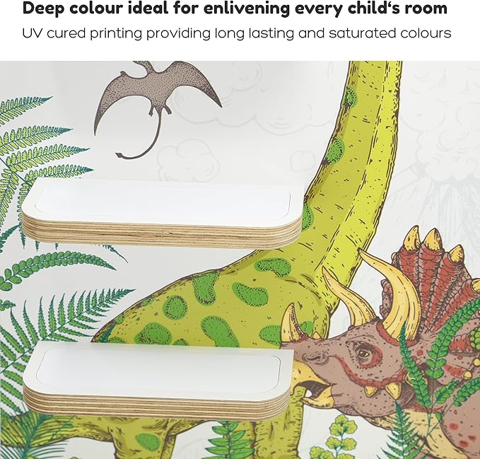 stadtecken Wooden Shelf for Music Box I Suitable for The Toniebox and Tonies I Perfect Storage in The Children's Room I for Setting up or Hanging (Dinomania, Medium)