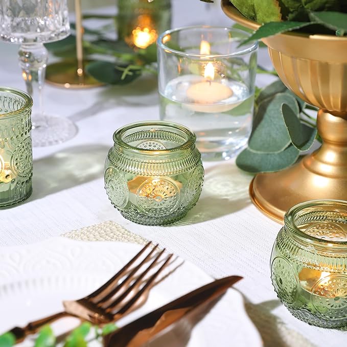 30pcs Assorted Green Votive Candle Holders Bulk, Fall Baby Wedding Shower Decorations,Tealight Candle Holder for Table Centerpieces Decorations, Boho Tea Party Decor, Bridal Shower Gifts for Guests