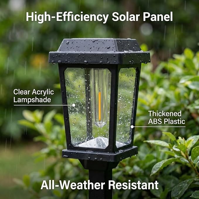 Solar Pathway Lights Outdoor 10 Pack, LED Solar Garden Lights Auto On/Off Waterproof, Warm White Landscape Lighting for Path Yard Walkway Driveway Decor
