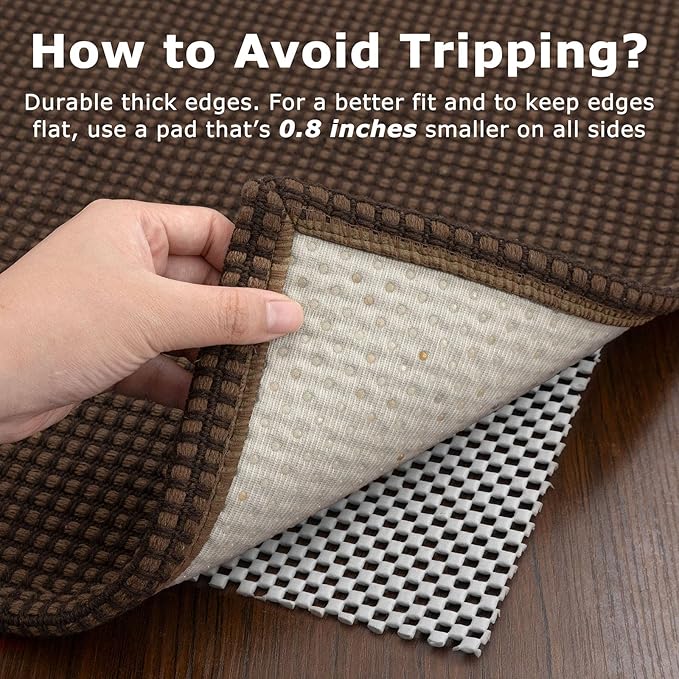 KOZYFLY Runners for Hallways 2.6x10 ft Washable Kitchen Runner Non Slip Rubber Backed Hallway Rugs Cotton Entryway Runner Rug Floor Carpet for Indoor Hall, Backdoor, Kitchen, Reddish Brown/Coffee