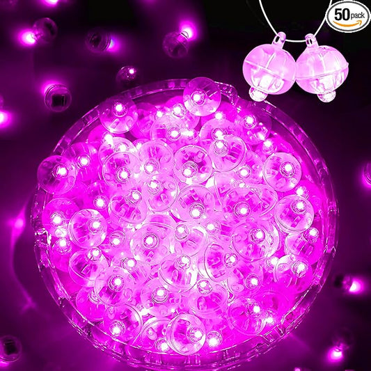 50PCs Mini Led Lights, Led Balloons Light for Neon Party Lights, Paper Lanterns, Easter Eggs, Birthday Party, Wedding, Halloween, Christmas Decoration (Glow Steadily Pink)