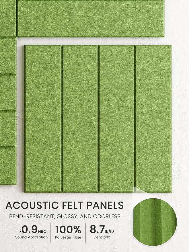Bumusty Large Cork Board Alternative-36 x 24" Felt Bulletin Board Tiles, with 30 Pushpins, 40 Adhesive Tabs, Bold-Stripe 6-Pack, Cork Boards for Office Push Pin Board Felt Board-Kelly Green