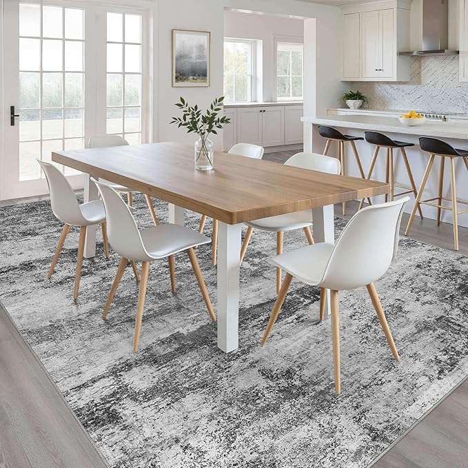 5x8 Area Rugs Living Room: Washable Large Abstract Neutral Modern Soft Rug Stain Resistant Indoor Floor Non-Slip Accent Carpet for Bedroom Nursery Playroom Dining Room Office Dorm Home House