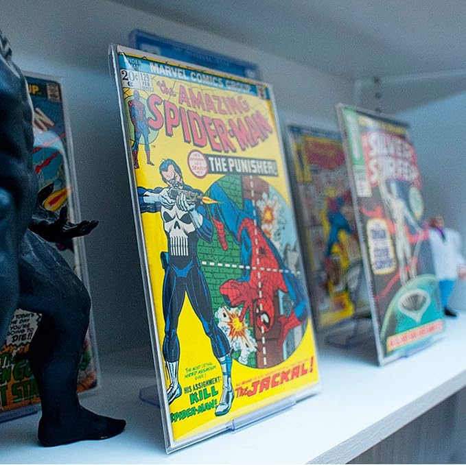 CollectorMount Comic Mount 5 Pack, Comic Book Shelf Stand or Wall Mount Display, Invisible and Adjustable