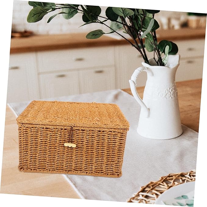 MAGICLULU Baskets for Organizing Woven Storage Bin Desktop Makeup Organizer Imitation Rattan Box