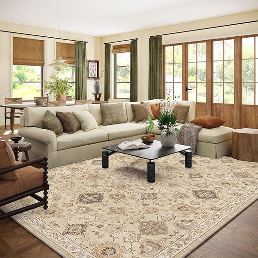 10x12 Area Rugs for Living Room: Bedroom Rug Stain Resistant Non Slip Low Pile Soft Lightweight Carpet for Kitchen Dining Room Nursery Kids Room Farmhouse Home Office