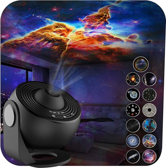 Galaxy Projector for Bedroom,HD Image Star Projector Galaxy Light,13 Film Discs Planetarium Projector with Adjustable Knob, 360° Rotating and Timer for Kids, Ceiling, Gifts, Room Decoration