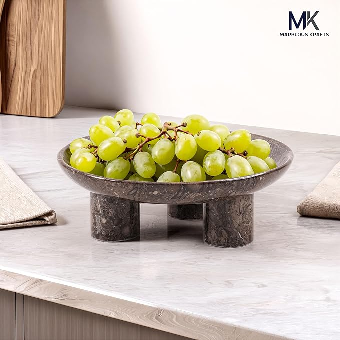 Oceanic Marble Vanity Tray 8' inch Perfume Organizer Tray for Jewelry Dish, Bathroom Countertop Display for Makeup, Skincare and Modern Home Decor