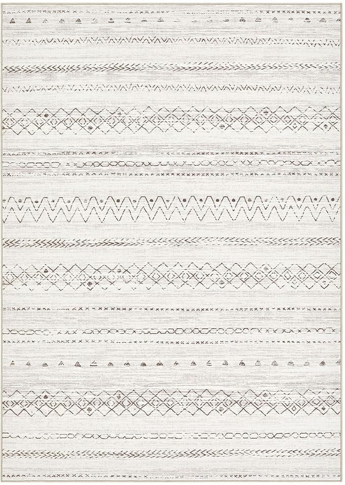 cotiled 8x10 Area Rug Living Room: Washable Boho Rugs with Non Slip Backing Large Soft Indoor Stain Resistant Carpet for Bedroom Farmhouse Dining Room Lightweight Home Decor Brown