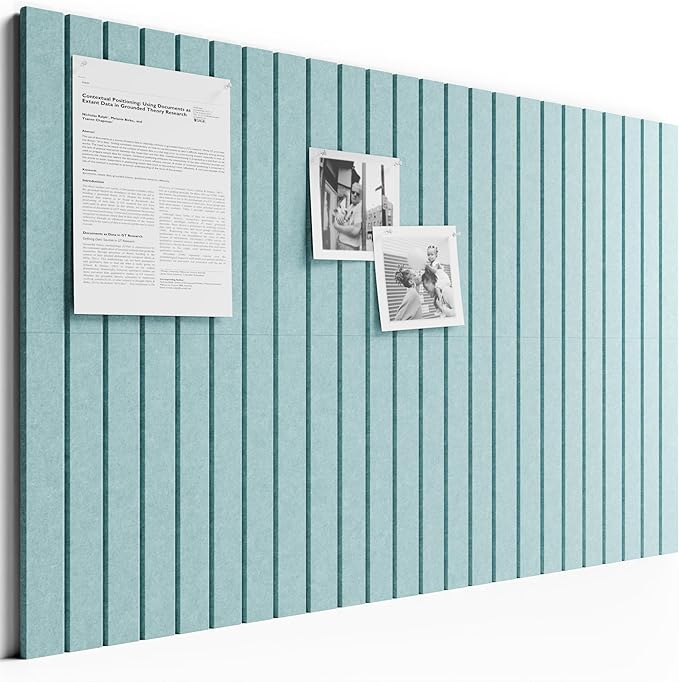 Bumusty Large Cork Board Alternative-36 x 24" Felt Bulletin Board Tiles, with 30 Pushpins, 40 Adhesive Tabs, Fine-Stripe 6-Pack, Cork Boards for Office Push Pin Board Felt Board-Aqua Blue