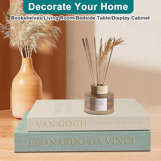Decorative Books for Home Decor, Set of 2 Linen Decorative Boxes for Aesthetic Room Decoration, Coffee Table Decor, Keepsake, Hidden Storage with Magnetic Closure (Sage+Beige)
