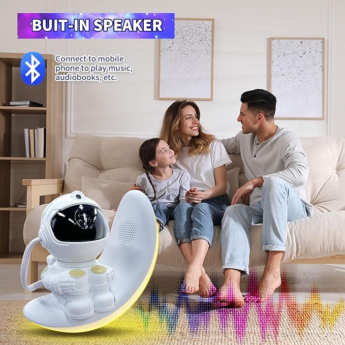 Astronaut Star Projector Galaxy Light, Built-in Speaker 360° Space Man Buddy Projector Sky LED Night Light Space Starlight Spaceman Lamp Gift with White Noise for Kids Adults Bedroom Ceiling Decor