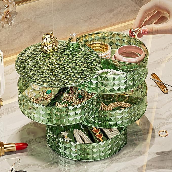 Jewelry Box Rotatable Jewelry Storage Case Jewelry Holder Jewelry Display Organizer Rotatable Jewelry Case Display Organizer for Bathroom Desk (C)