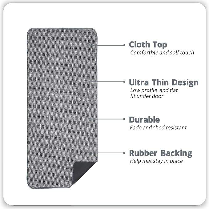 Bosap Bath Mat,Ultra Thin Bathroom Runner Rugs,Large Bath Mats for Bathroom,Quick Dry,Non-Slip,Machine Washable,Low Pile,Bath Rug,Shower Outside,Sink,Home Decor Accessories.Grey,2'x5'（24x60inch）