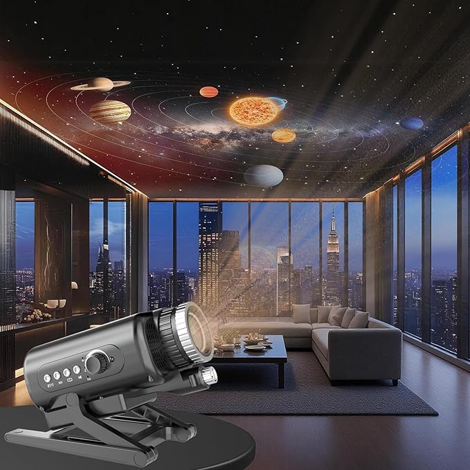 Planetarium 3D Galaxy Projector, Built-in 60 Scene Modes, with Bluetooth Speaker & Remote Control, Star Projector Light for Living Room Bedroom, forr Gifts for Kids, Adult（Robot Dog Black）