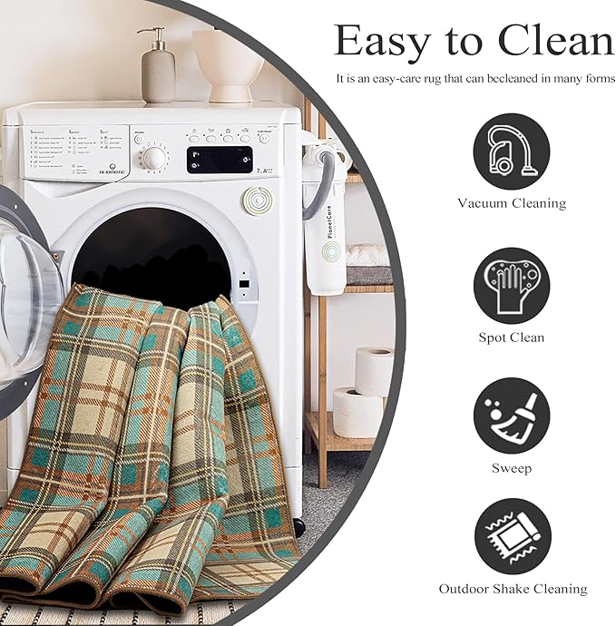 Ruaruarug Area Rug Non Slip Machine Washable Ultra Soft Living Room/Bedroom/Kitchen/Outdoor/Classroom Plaid, 8'×10'