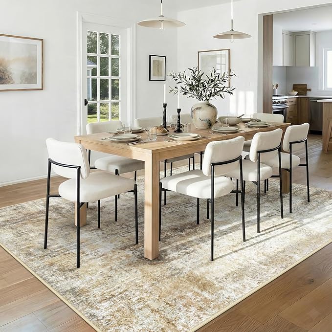 RELEANY Washable Area Rugs 5'x7' Non-Slip Modern Abstract Soft for Living Room Entryway Bedroom Nursery, Print Pattern, Neutral Brown Gray
