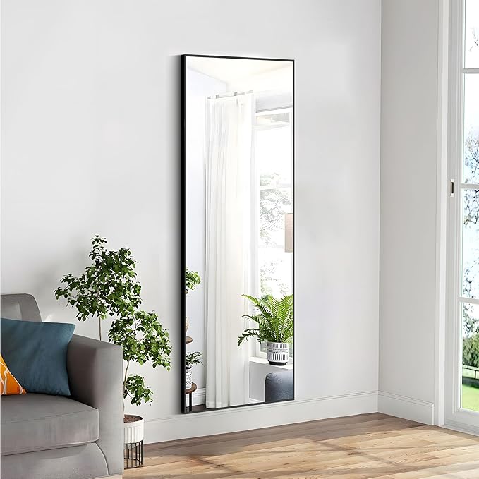 Simple Deluxe Full Length Mirror, 59"x16" Large Floor Mirrors, for Wall Door Bedroom Bathroom Living Room (Black)