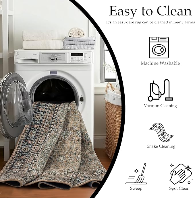 Ruaruarug Area Rug Non Slip Machine Washable Ultra Soft Living Room/Bedroom/Kitchen/Outdoor/Classroom Vintage Brown, 2'×3'
