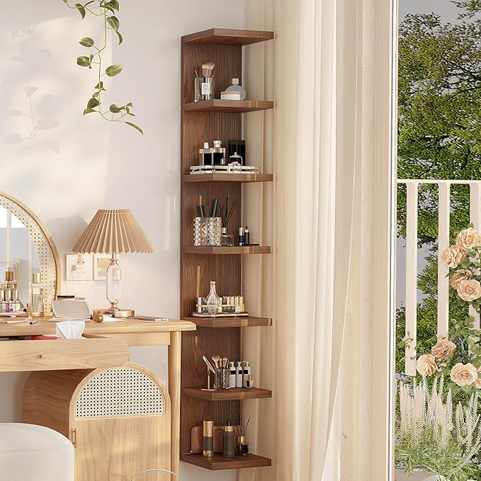 LitaEther Lack Wall Shelf,Display Floating Shelf (Solid Wood, 7 Tier)