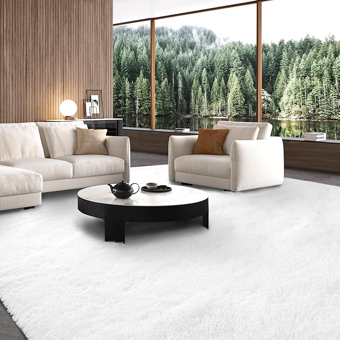 Fluffyrug Large Area Rugs for Living Room: Extra Large Area Rugs 10x14 Living Room - Big White Rug (White 10x14 Feet)
