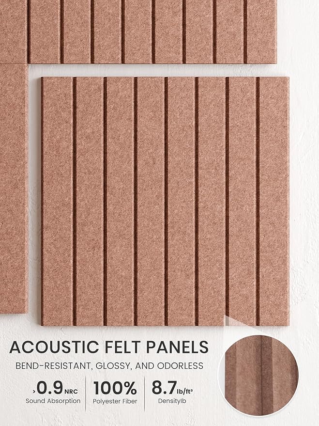 Bumusty Large Cork Board Alternative-36 x 24" Felt Bulletin Board Tiles, with 30 Pushpins, 40 Adhesive Tabs, Fine-Stripe 6-Pack, Cork Boards for Office Push Pin Board Felt Board-Terracotta