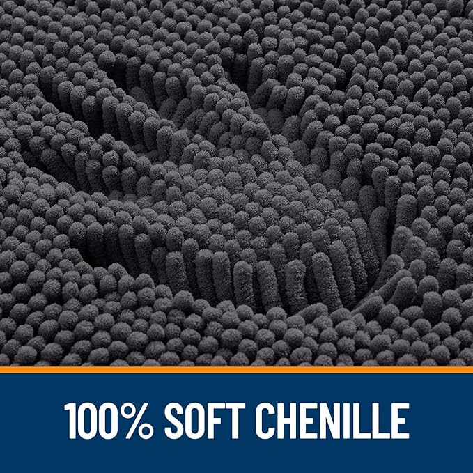 OLANLY Large Bathroom Rugs 59x35, Extra Soft Absorbent Chenille Bath Rugs, Rubber Backing Quick Dry, Machine Washable Bath Mats for Bathroom Floor, Tub and Shower, Home Decor Accessories, Dark Grey