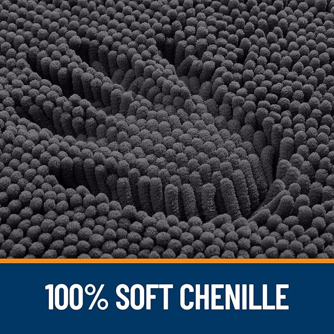 OLANLY Toilet Rugs U-Shaped 24x24, Extra Soft Absorbent Chenille Contour Bathroom Rugs for Toilet, Dry Quickly, Machine Washable, Non-Slip Toilet Bath Mat, Dark Grey