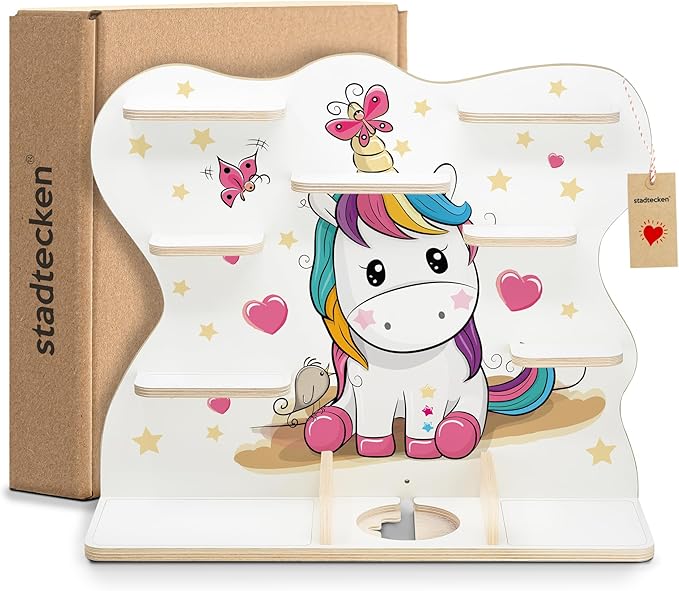 stadtecken Wooden Shelf for Music Box I Suitable for The Toniebox and ca. 50 Tonies I Perfect Storage in The Children's Room I for Setting up or Hanging (Large, Pony)