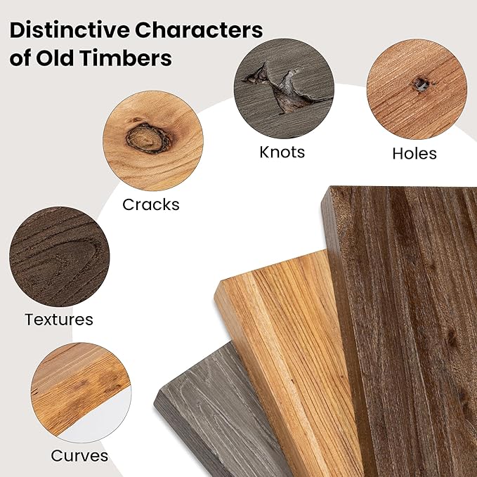 Floating Shelves for Wall, 55"x9.3" Rustic Solid Live-Edge Elm Wood Wall Shelves, Heavy-Duty Floating Shelves with Invisible Brackets for Living Room, Bedroom, and Kitchen, Natural Finish