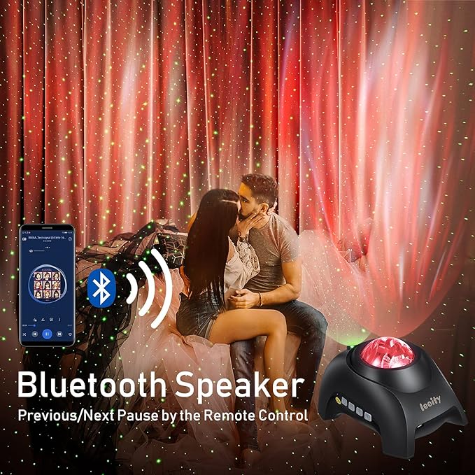 Star Projector for Bedroom, Aurora Projector with Remote Control; 3-in-1 Nothern Light with Bluetooth Speaker, Built-in White Noise and Timer for Both Kids and Adults - Black