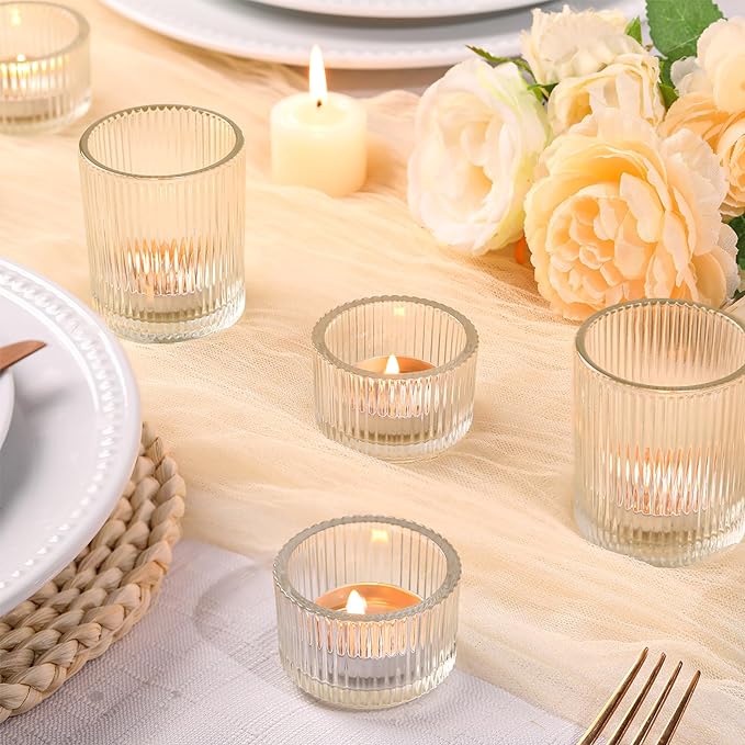 NITIME 10pcs Assorted Clear Votive Candle Holders for Wedding Centerpiece, Clear Tea Light Candle Holders, Glass Candle Holder for Table Centerpiece, Wedding, Home and Party Decorations