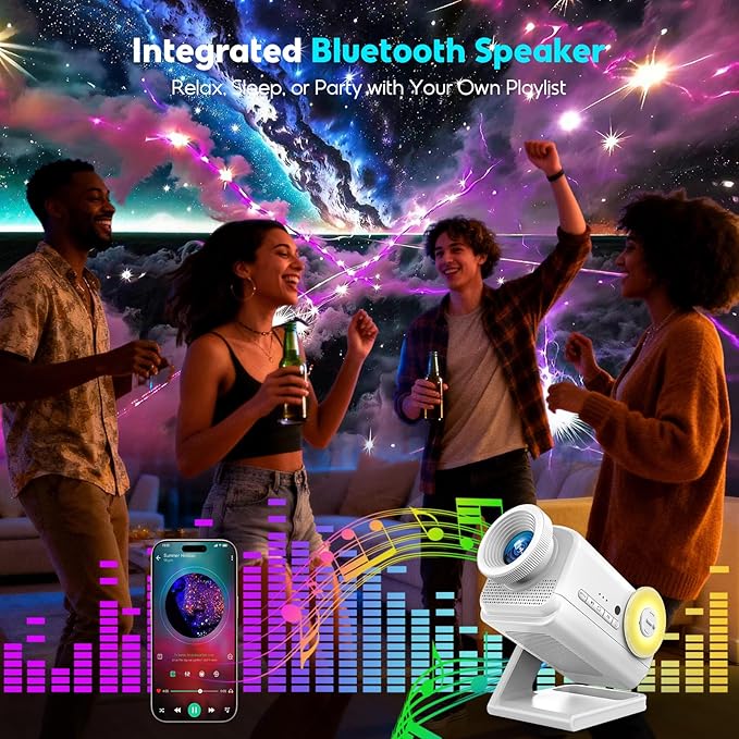 3D Galaxy Projector with 60 Immersive Themes, HD Immersive Star Projector with Bluetooth Speaker & Timer, Aurora Nebula Projector Night Light for Room/Christmas/Party/Birthday (White)