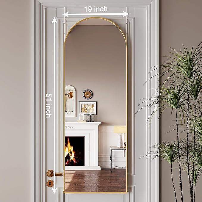 Protylctaster Over The Door Mirror Full Length Mirrors Door Hanging,19"x51"Door Mirror Full Length,Mirrors Wall Mounted(Black)