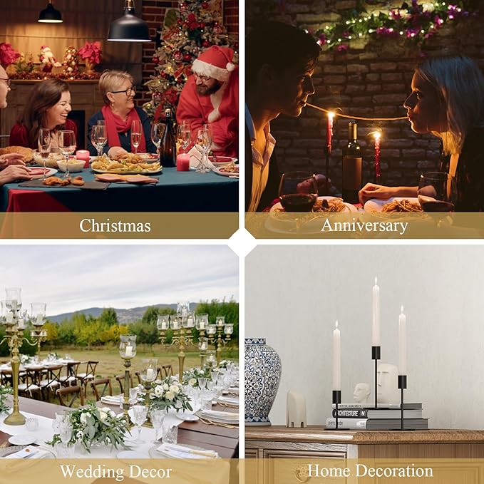 FSyueyun Black Candle Holder Taper Candle Holders, Set of 12 Candle Stick Holders Decor for Mantel Table Centerpiece, Used for Wedding, Dinning, Housewarming Gift