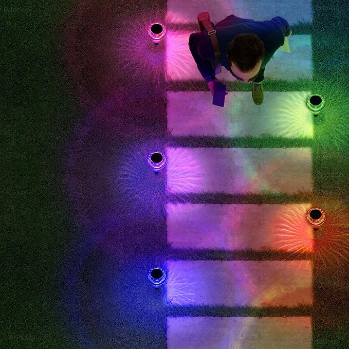 Priddop Solar Lights Outdoor Pathway Waterproof 8 Pack Color Changing LED Acrylic Mushroom Decorative Garden Lights for Yard Landscape Patio Outside Decorations