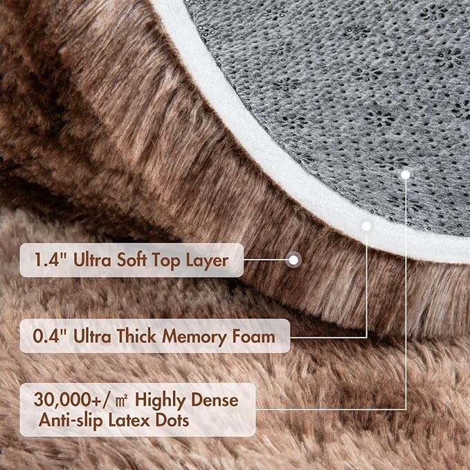 8x10 Ft Extra Large Shag Brown Area Rug for Living Room, Tie-Dyed Ultra Soft Fluffy Furry Rugs for Bedroom Indoor Floor, Aesthetic Carpet for Kids Home Decor (Coffee)
