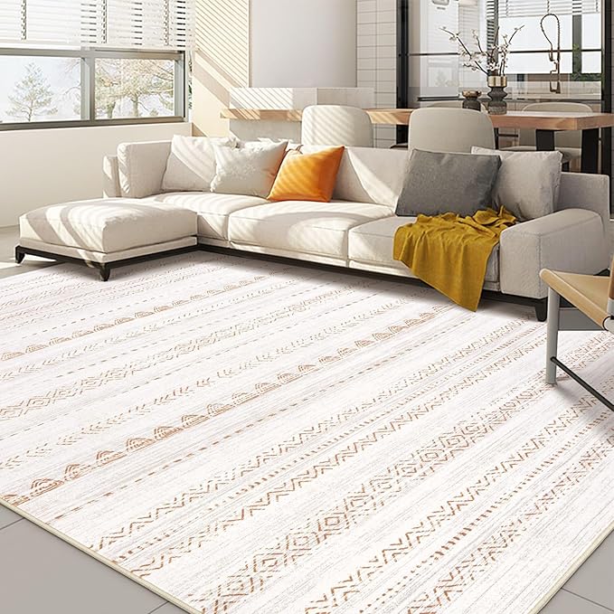 Nakagishi 8x10 Area Rugs Living Room: Thickened Washable Boho Large Neutral Soft Farmhouse Rug Stain Resistant Modern Moroccan Non-Slip Indoor Floor Carpet for Bedroom Nursery Kids Playroom Office