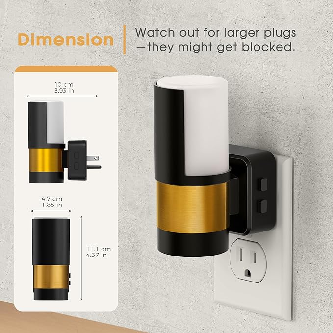 Briignite Night Lights Plug into Wall, 2 Pack Dimmable 3CCT Night Light for Kids, Amber/3000K/5000K Adjustable NightLights Plug in, 360° Rotation, Dusk to Dawn Sensor, Nightlight for Bedroom Hallway