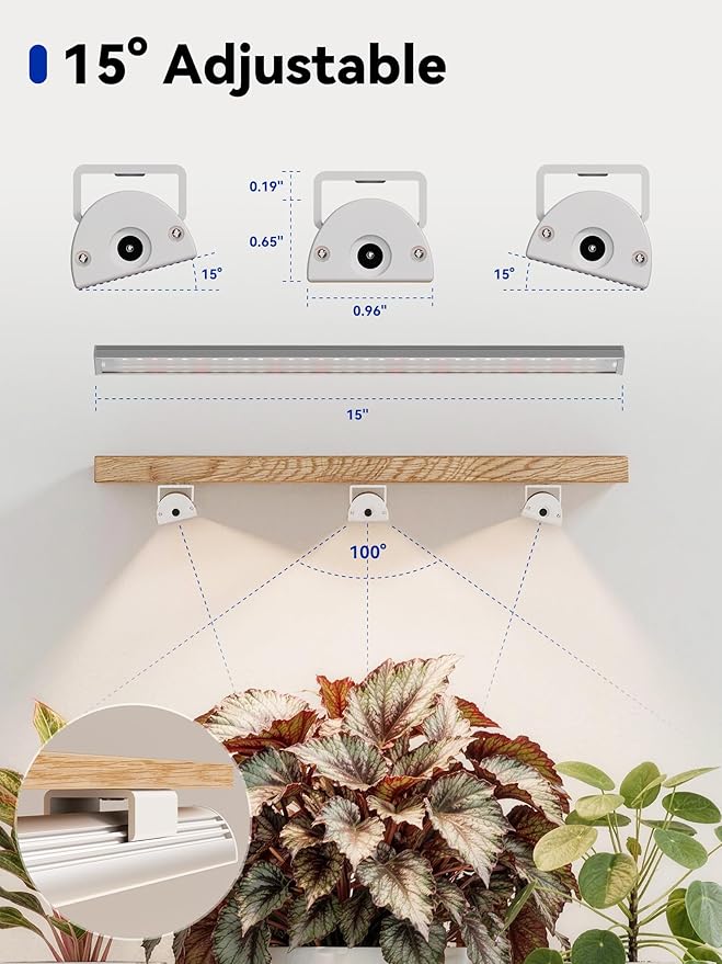GLOWRIUM Smart Grow Lights for Indoor Plants with APP, Full Spectrum Grow Lights for Seed Starting, G6 Plant Light Strip with auto Timer, 3 Angle dimming Levels for Plant Shelf, 2-Pack (Silver, 16W)