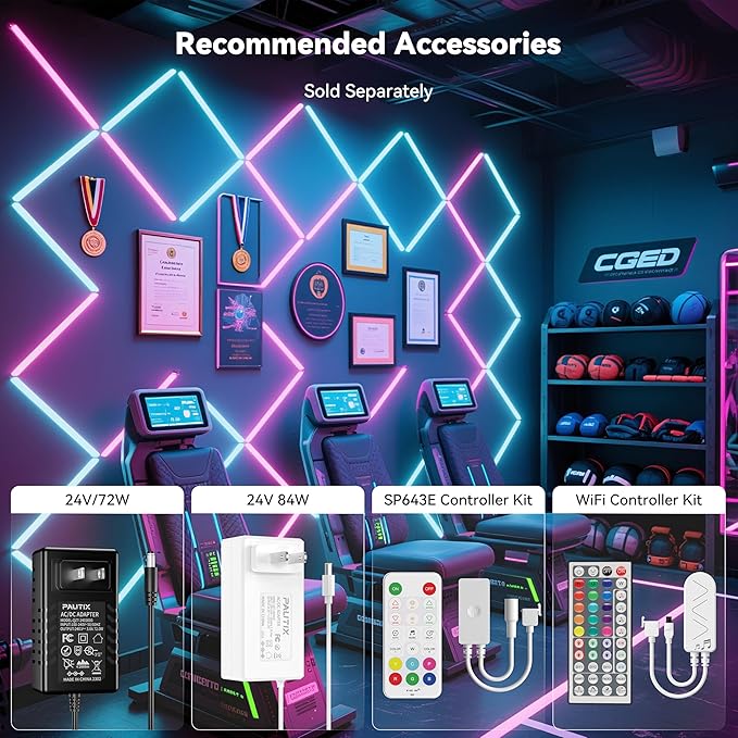PAUTIX RGB COB LED Strip Light,UL Listed 24V Color Changing LED Strip Lights,Multicolor Flexible Tape Light for Cabinet,Room,Bedroom,Party DIY Lighting Projects(Power Supply & Controller Not Included)