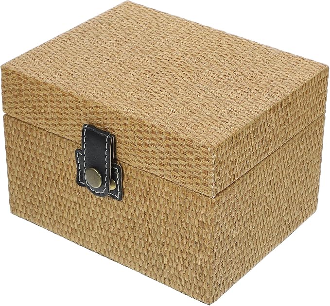SEWACC Wooden Jewelry Storage Box Large Trinket Case with Lid Retro Wood Organizer for Makeup and Accessories Desktop Decorative Organizer for Women