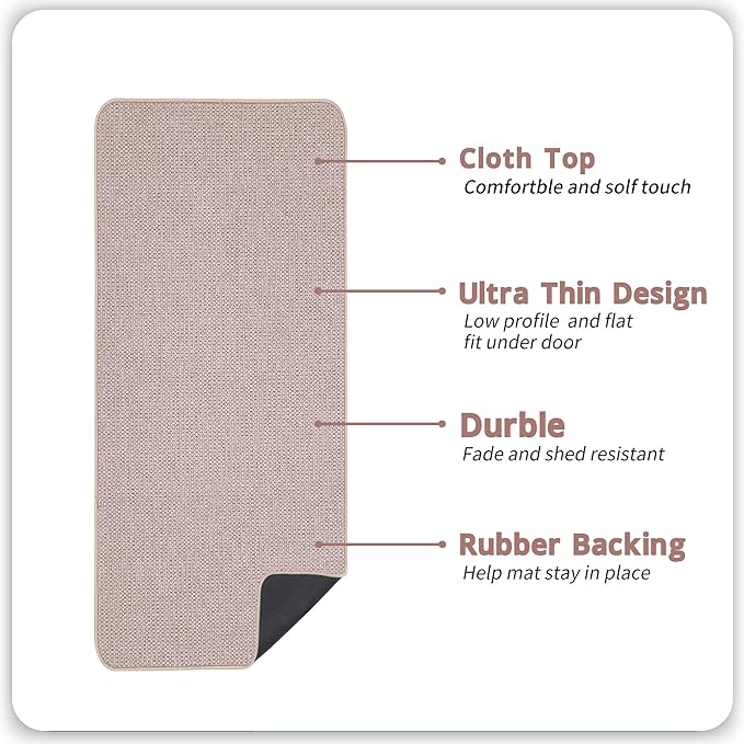 Bosap Bath Mat,Ultra Thin Bathroom Runner Rugs,Large Bath Mats for Bathroom,Quick Dry,Non-Slip,Machine Washable,Low Pile,Bath Rug,Shower Outside,Sink,Home Decor Accessories.Beige,3'x4'(36x48inch)