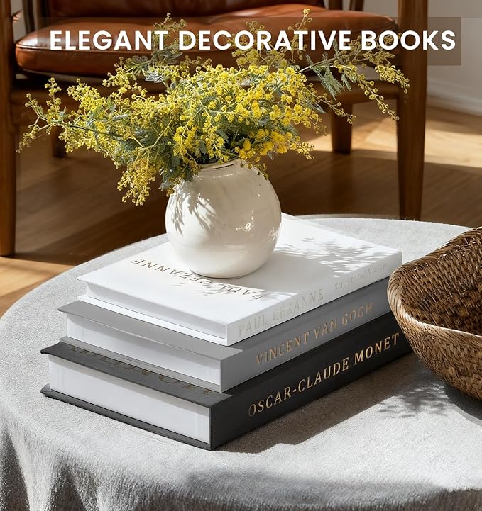 Aesthetic Decorative Books - Coffee Table Books Decor - Faux Decor Book Storage Box for Decoration - Set of 3 Linen Fake Book for Home Table Decor - Bedside Tables Decors - Home Room Bookshelf Decors