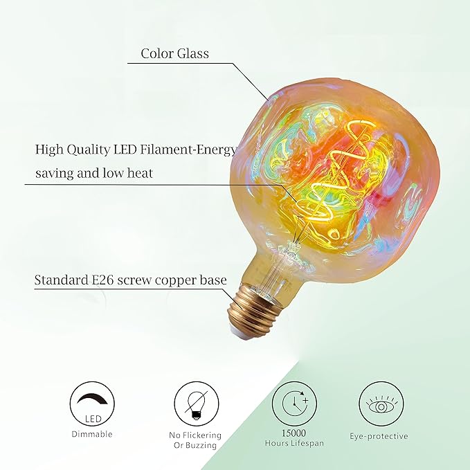 SD LUX Oversized Vintage LED Light Bulbs 5W, Medium Base E26, Giant Huge Edison Bulb Large Full Color Decorative Bulbs, Dimmable 250LM(25W Equi) Pendant Lighting Warm White 2200K,1 Pack (G150C)