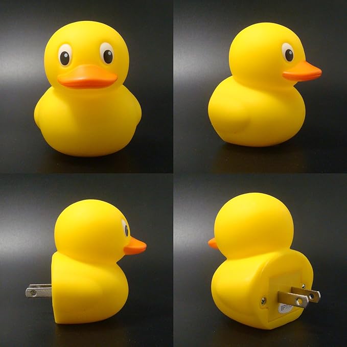 4 Pack Plug in LED Night Light with Cute Duck Dusk to Dawn Sensor Kids Decor Warm White 2700K Classic Kit -Be Safe At Night