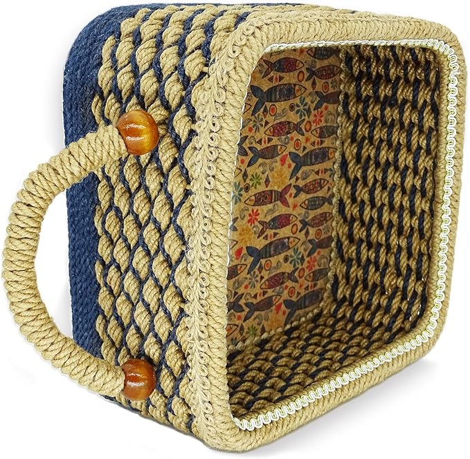 Zenpeace Wicker Small Basket, Suitable For Hand-Woven Basket with Handle，Organizing and Decorating Projects, Clothes and Various Items