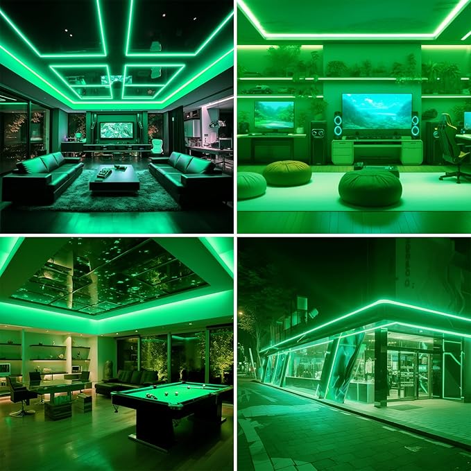 BENLUN AC 110V COB LED Strip Lights Outdoor Waterproof 65.6ft, Green Super Bright 200W LED Rope Light, IP65 Flexible Cuttable, for Bedroom Garden Commercial House Gaming Room Decor