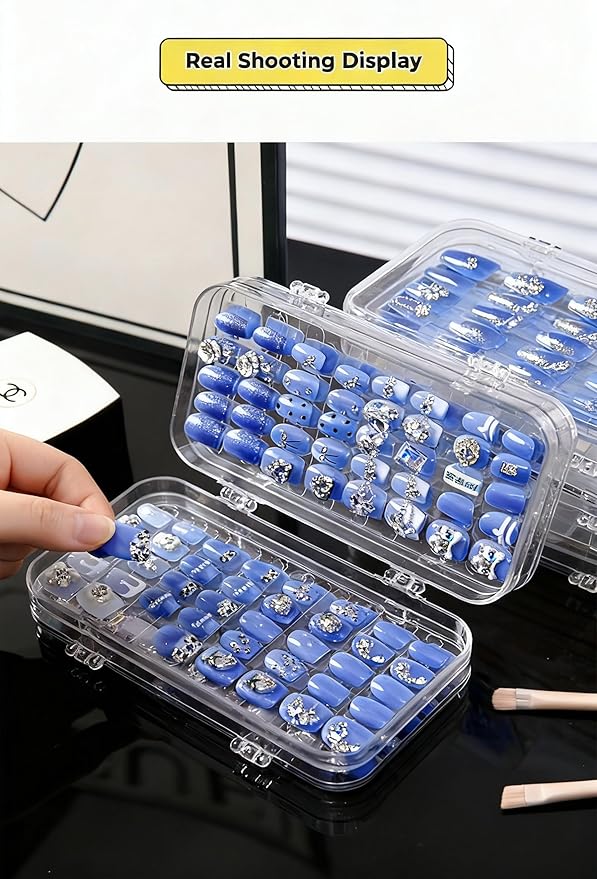 Transparent Tri-Fold Storage Box, Acrylic Jewelry and Nail Organizer with Multiple Compartments, Portable Design